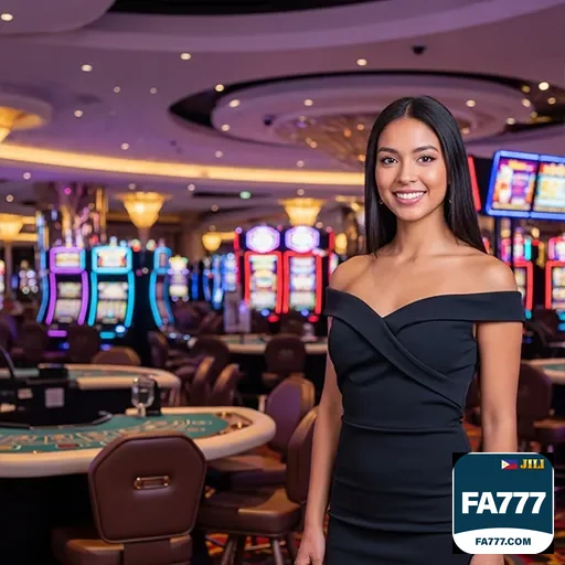Woman playing slots at the fa777 casino