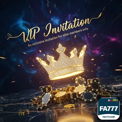 fa777 VIP crown and casino chips representing elite membership and rewards